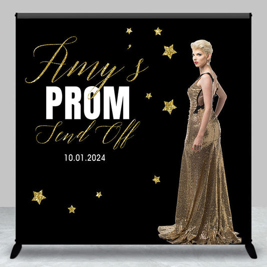 Lofaris Custom Photo Black Gold Prom Send Off Party Backdrop