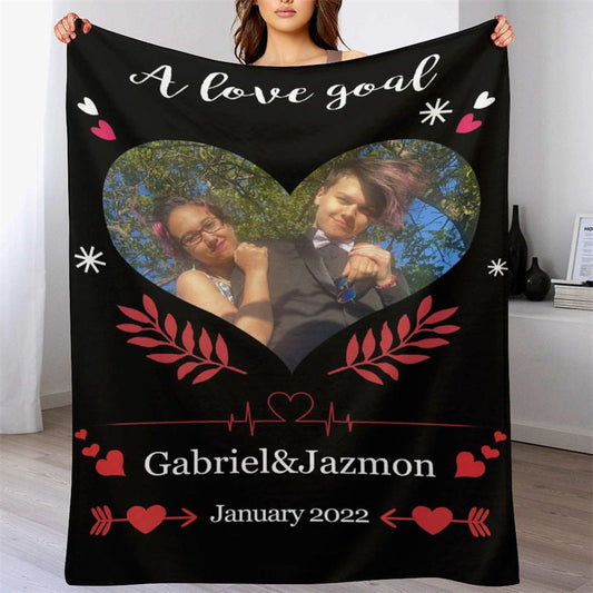 Lofaris Custom Photo Black Throw Blankets Gift for Couples