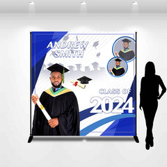 Lofaris Custom Photo Blue Class of 2024 Graduation Party Backdrop