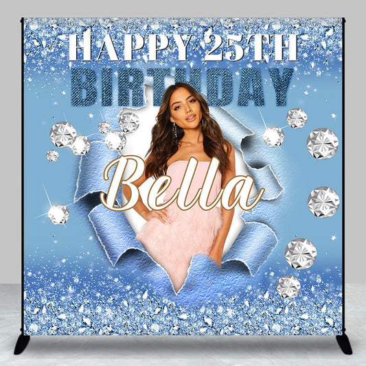 Lofaris Custom Photo Blue Torn Paper 25th Birthday Backdrop