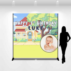 Lofaris Custom Photo Cartoon House 1st Birthday Backdrop