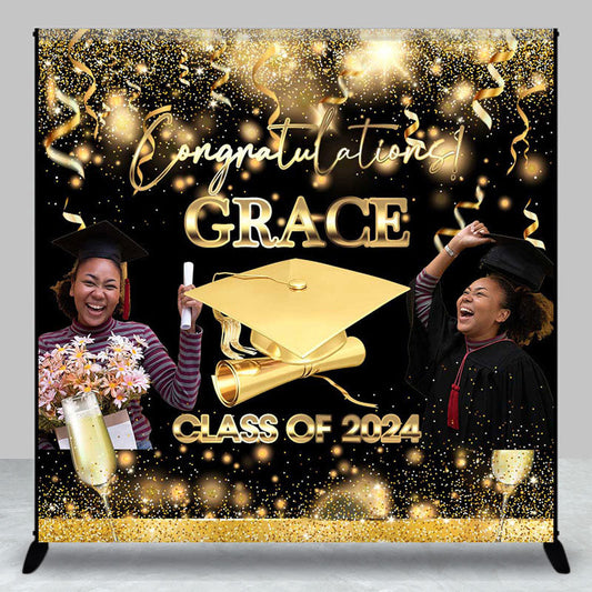 Lofaris Custom Photo Congratulation Gold Graduation Backdrop