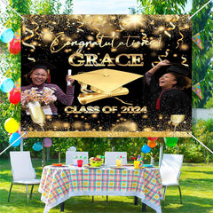 Lofaris Custom Photo Congratulation Gold Graduation Backdrop
