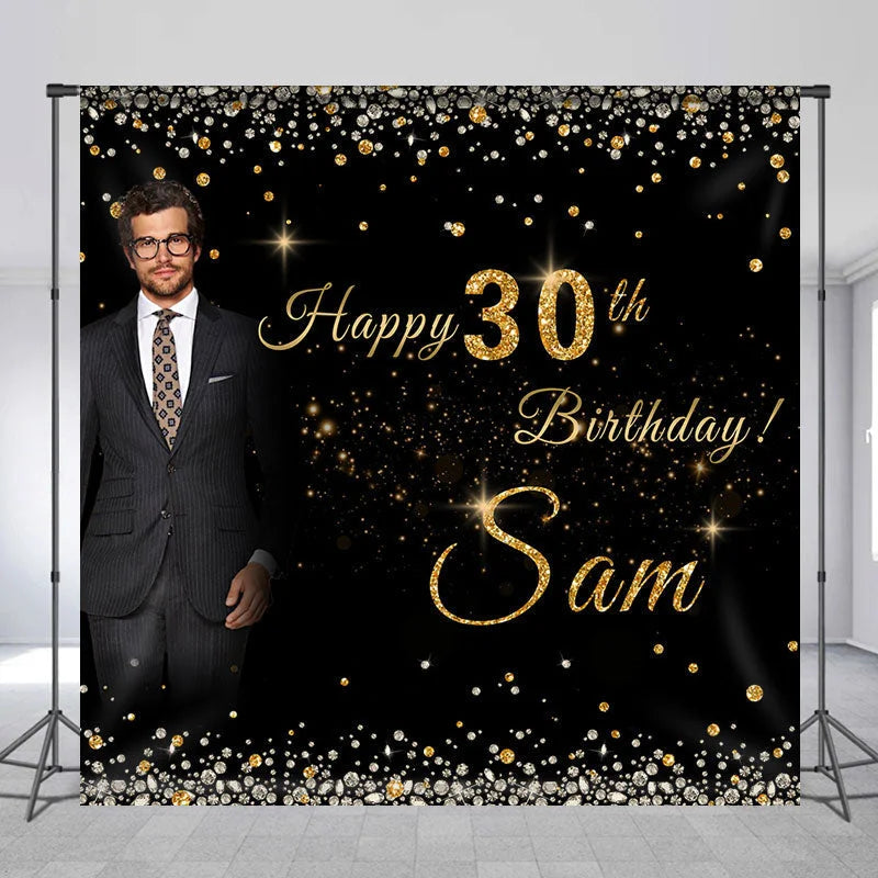 Lofaris Custom Photo Diamond Elegant 30th Birthday Backdrop
