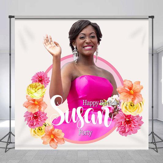 Lofaris Custom Photo Floral Godness Forty Birthday Backdrop