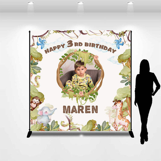 Lofaris Custom Photo Forest Wild Boy 3rd Birthday Backdrop