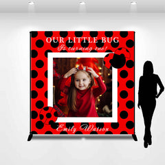 Lofaris Custom Name Red And Black Dots 1st Birthday Backdrop