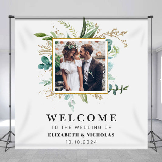 Lofaris Custom Photo Leaf Welcome To The Wedding Backdrop