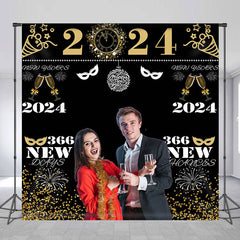 Lofaris Custom Photo Mask Spark 2024 Happy New Year Backdrop