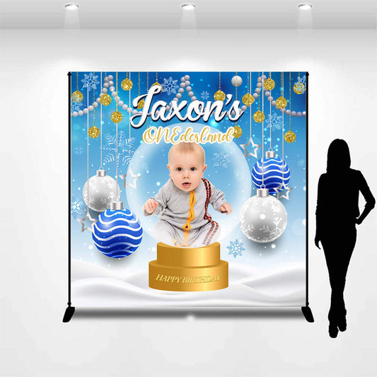 Lofaris Custom Photo Onederland Ball 1st Birthday Backdrop