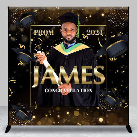 Lofaris Custom Photo Prom 2024 Black Graduation Backdrop