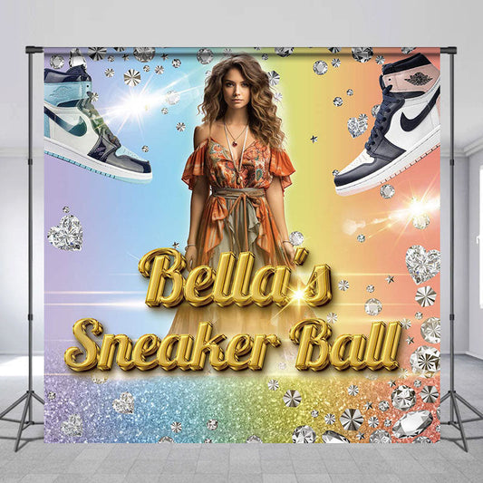 Lofaris Custom Photo Sneaker Ball Diamonds Birthday Backdrop
