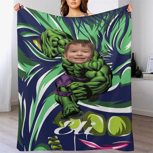 Lofaris Custom Photo Strong Green Boor Monster Hero Blanket