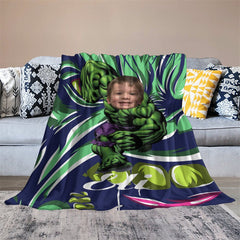 Lofaris Custom Photo Strong Green Boor Monster Hero Blanket