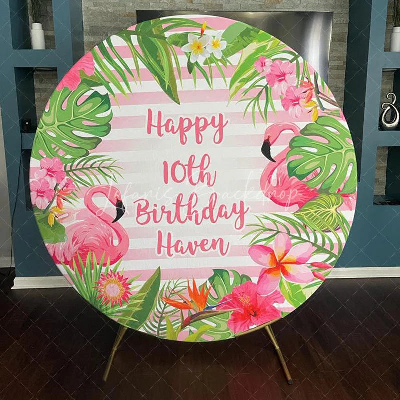 Lofaris Custom Photo Theme Party Microfiber Cloth Round Backdrop