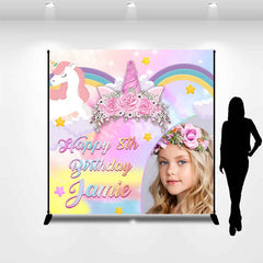 Lofaris Custom Photo Unicorn Girl 8th Birthday Backdrop