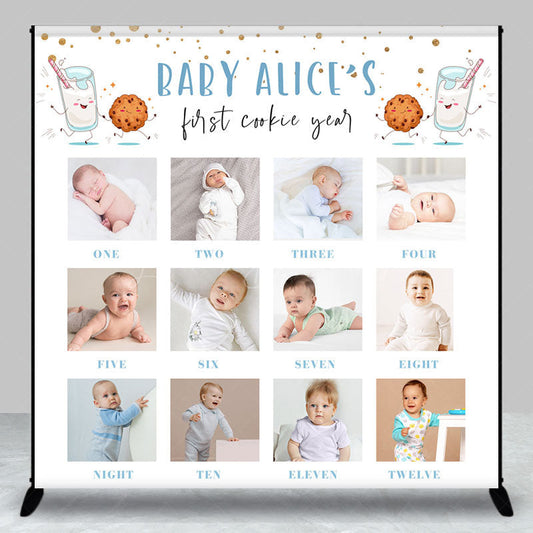Lofaris Custom Photos First Cookie Year Birthday Backdrop