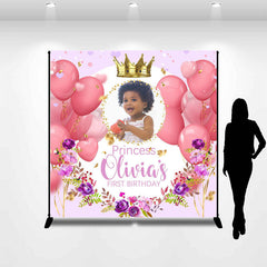Lofaris Custom Pink Balloons Princess Birthday Backdrop with Photo