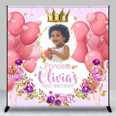Lofaris Custom Pink Balloons Princess Birthday Backdrop with Photo