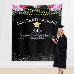 Lofaris Custom Pink Flower Graduation Backdrop Banner