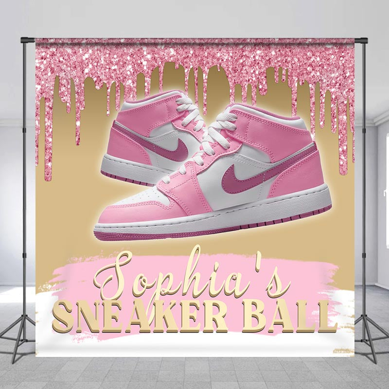 Lofaris Custom Pink Glitter Sneaker Ball Party Backdrop