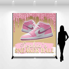 Lofaris Custom Pink Glitter Sneaker Ball Party Backdrop