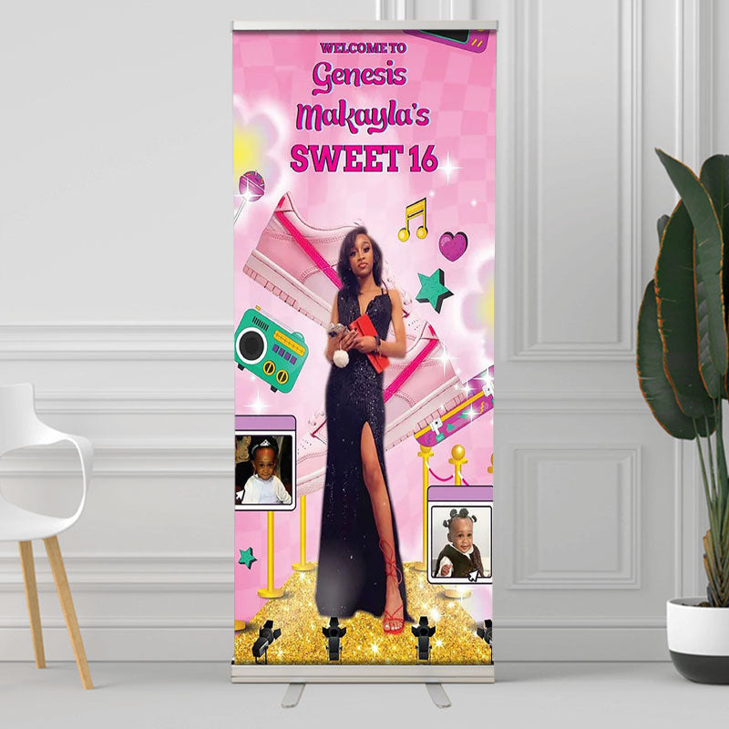 Lofaris Custom Pink Sneaker Birthday Retractable Banner