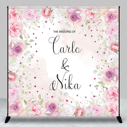 Lofaris Custom Pink Spring Floral Wedding Party Backdrop