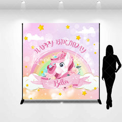 Lofaris Custom Pink Unicorn Rainbow Bokeh Birthday Backdrop