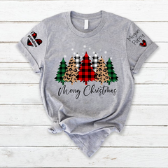 Lofaris Custom Plaid Christmas Tree Grandma And Kids T - Shirt