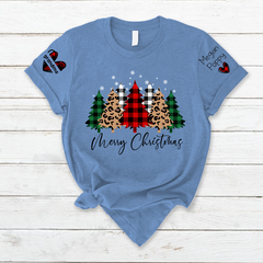Lofaris Custom Plaid Christmas Tree Grandma And Kids T - Shirt