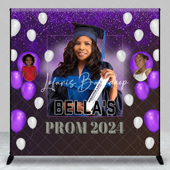 Lofaris Custom Purple Balloon Congrats Grad 2024 Backdrop
