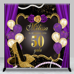 Lofaris Custom Purple Black High Heel 50th Birthday Backdrop