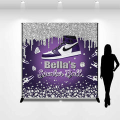 Lofaris Custom Purple Silver Sneaker Ball Backdrop For Girl