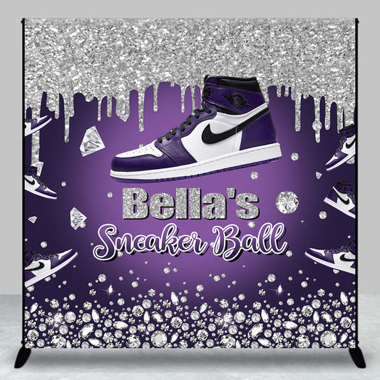 Lofaris Custom Purple Silver Sneaker Ball Backdrop For Girl