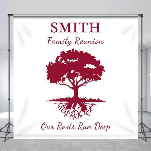Lofaris Custom Red Tree Backdrop For Family Reunion Party