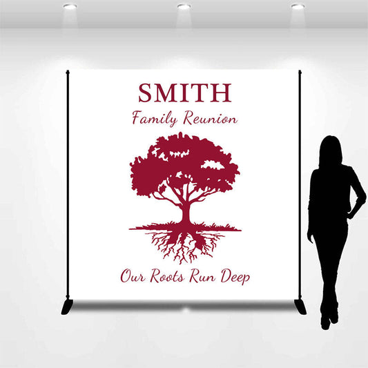 Lofaris Custom Red Tree Backdrop For Family Reunion Party