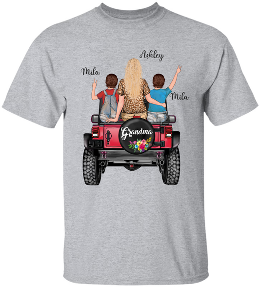 Lofaris Custom Red Truck Grandma And Kids Family Gift T - Shirt