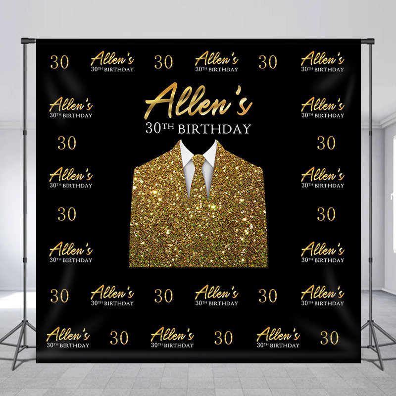 Lofaris Custom Repeat Golden Tie Suit 30th Birthday Backdrop