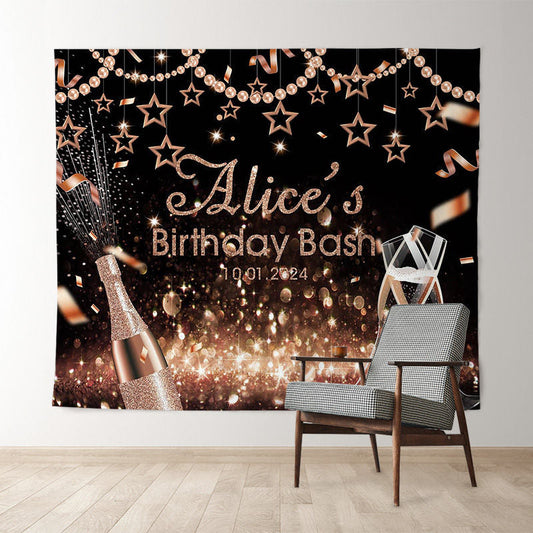 Lofaris Custom Rose Gold Pearl Champagne Birthday Backdrop