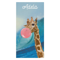 Lofaris Custom Sea Waves Sky Bubble Gum Giraffe Beach towel