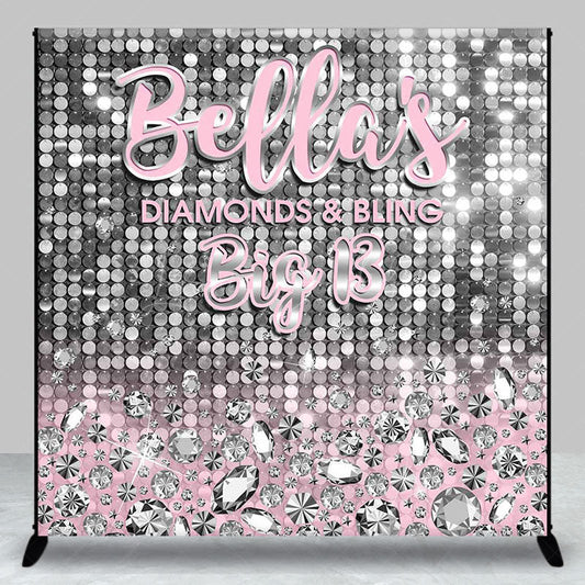 Lofaris Custom Sequin Glitter Diamond 13th Birthday Backdrop