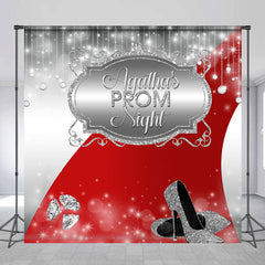 Lofaris Custom Silver Red Carpet Sparkle Prom Night Backdrop