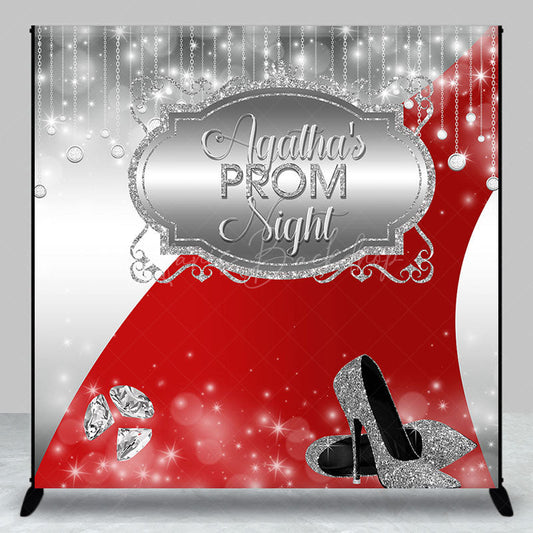 Lofaris Custom Silver Red Carpet Sparkle Prom Night Backdrop