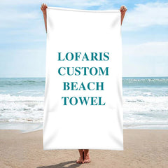Lofaris Custom Soft Beach Towel with Your Photo Text