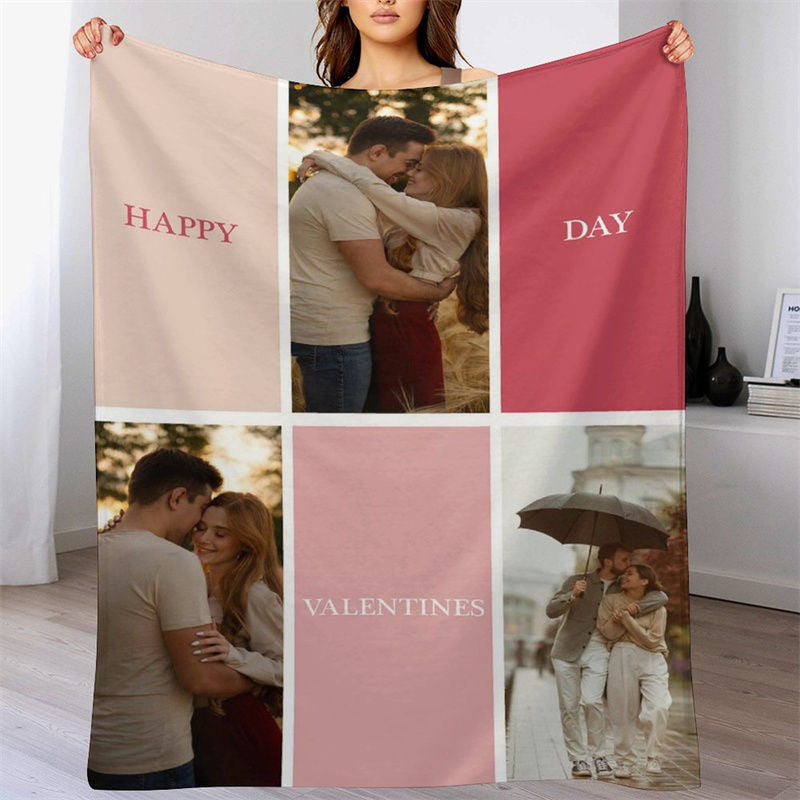 Lofaris Custom Splicing Couple Photo Valentines Day Blanket