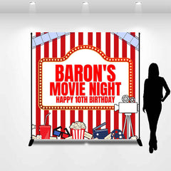 Lofaris Custom Stripes Movie Night 10th Birthday Backdrop