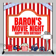 Lofaris Custom Stripes Movie Night 10th Birthday Backdrop