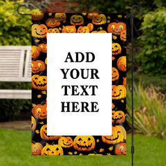 Lofaris Custom Text Pumpkin Lantern Halloween Garden Flag