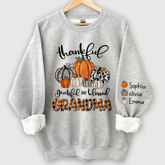 Lofaris Custom Thankful Grateful Blessed Grandma Sweatshirt